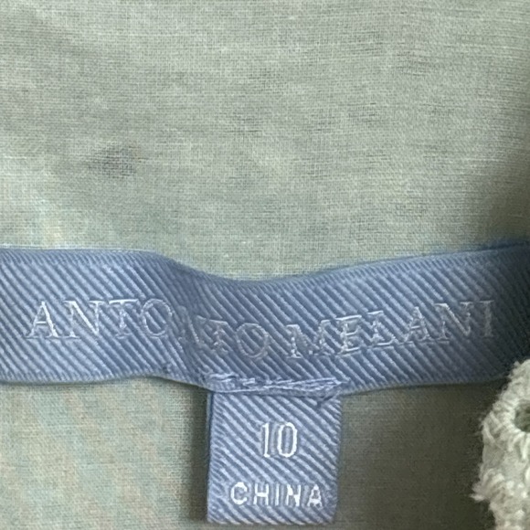 Antonio Melani Dress 10 Sage Green Tiered Eyelet Lace Flutter Midi Boho Preppy - Picture 9 of 11